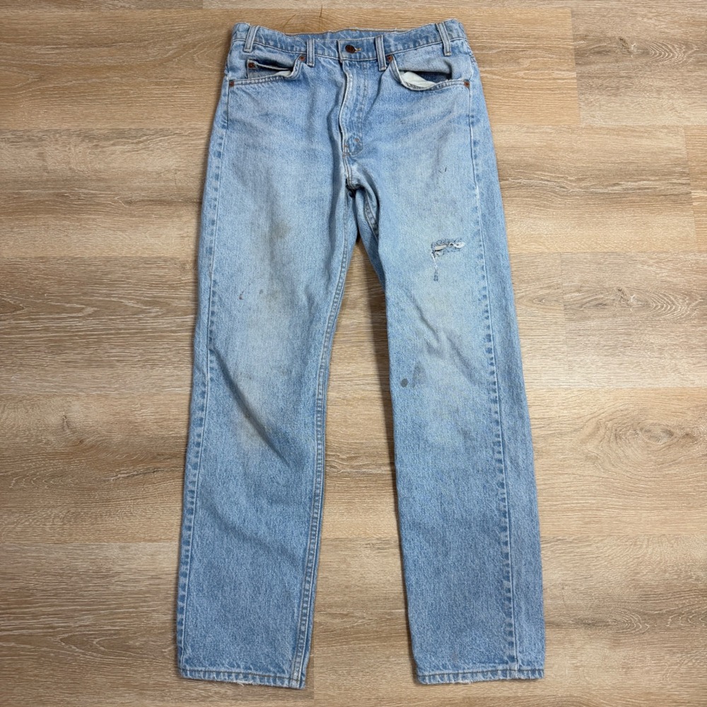 Vintage Levis 505 Orange Tab Jeans Mens 33x32 Made in USA Light Wash 1995